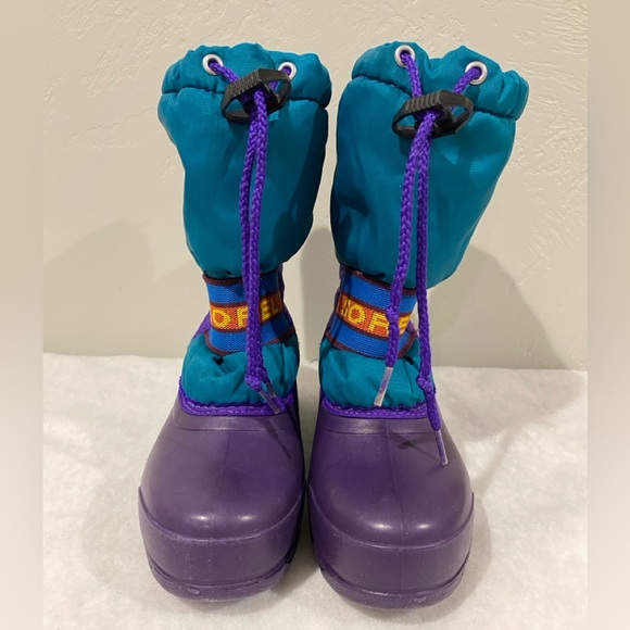 Sorel Retro Purple and Teal Pullon Cinch Closure Insulated Snow Boots US Size 1 - Picture 2 of 10